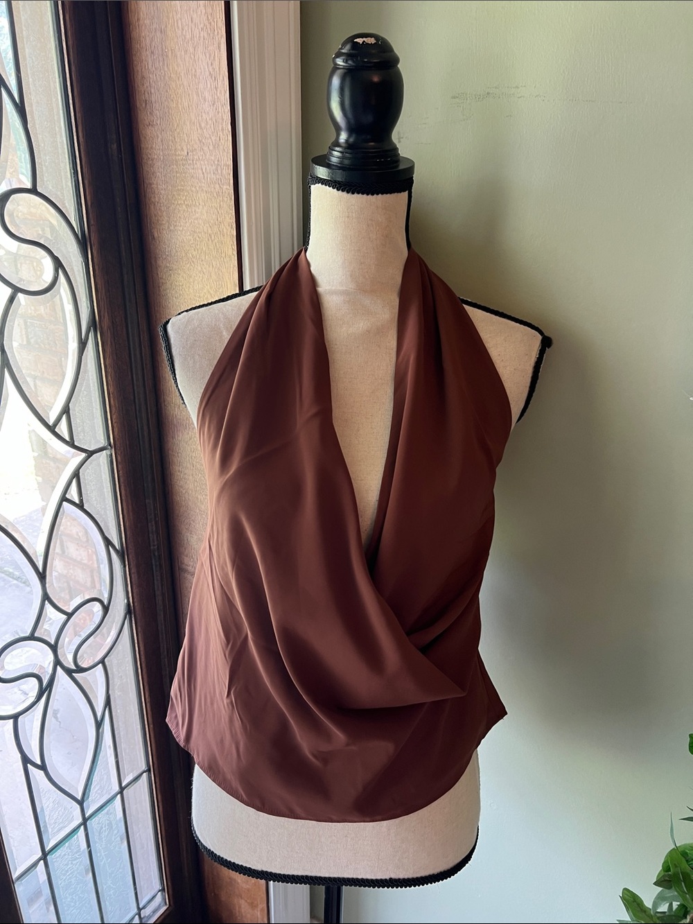 Moa Moa Brown Draped Halter Camisole